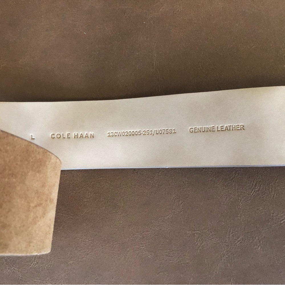 Cole Haan Wide Brown Suede Belt with Gold buckle - Picture 3 of 6